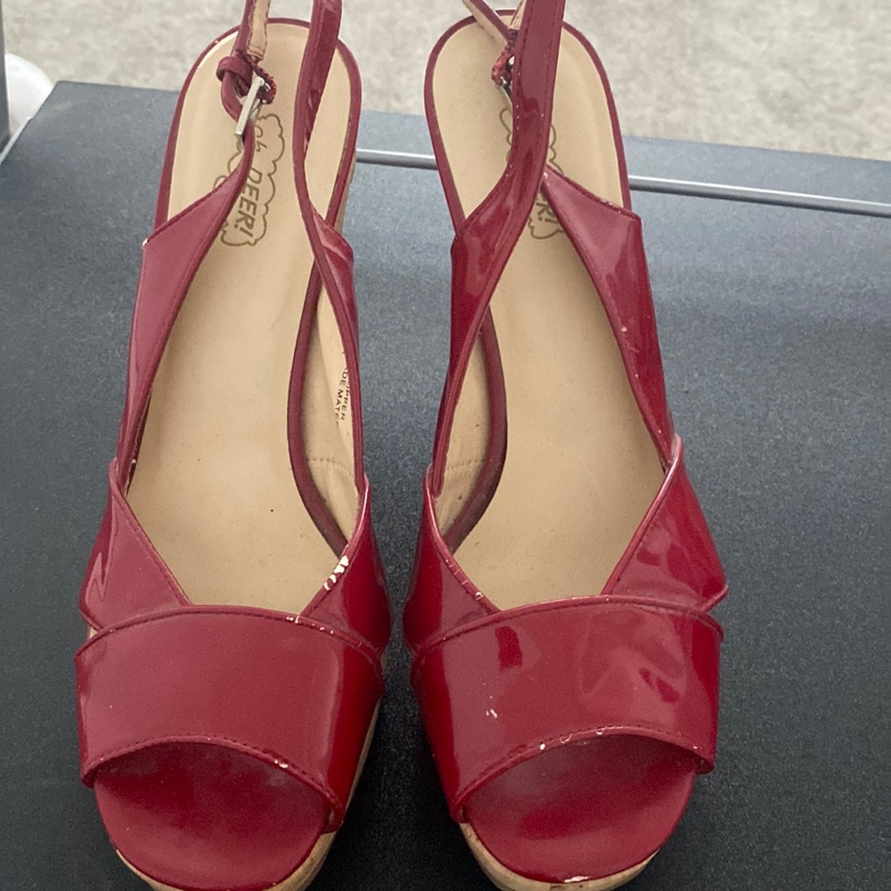 Womens red wedges.
